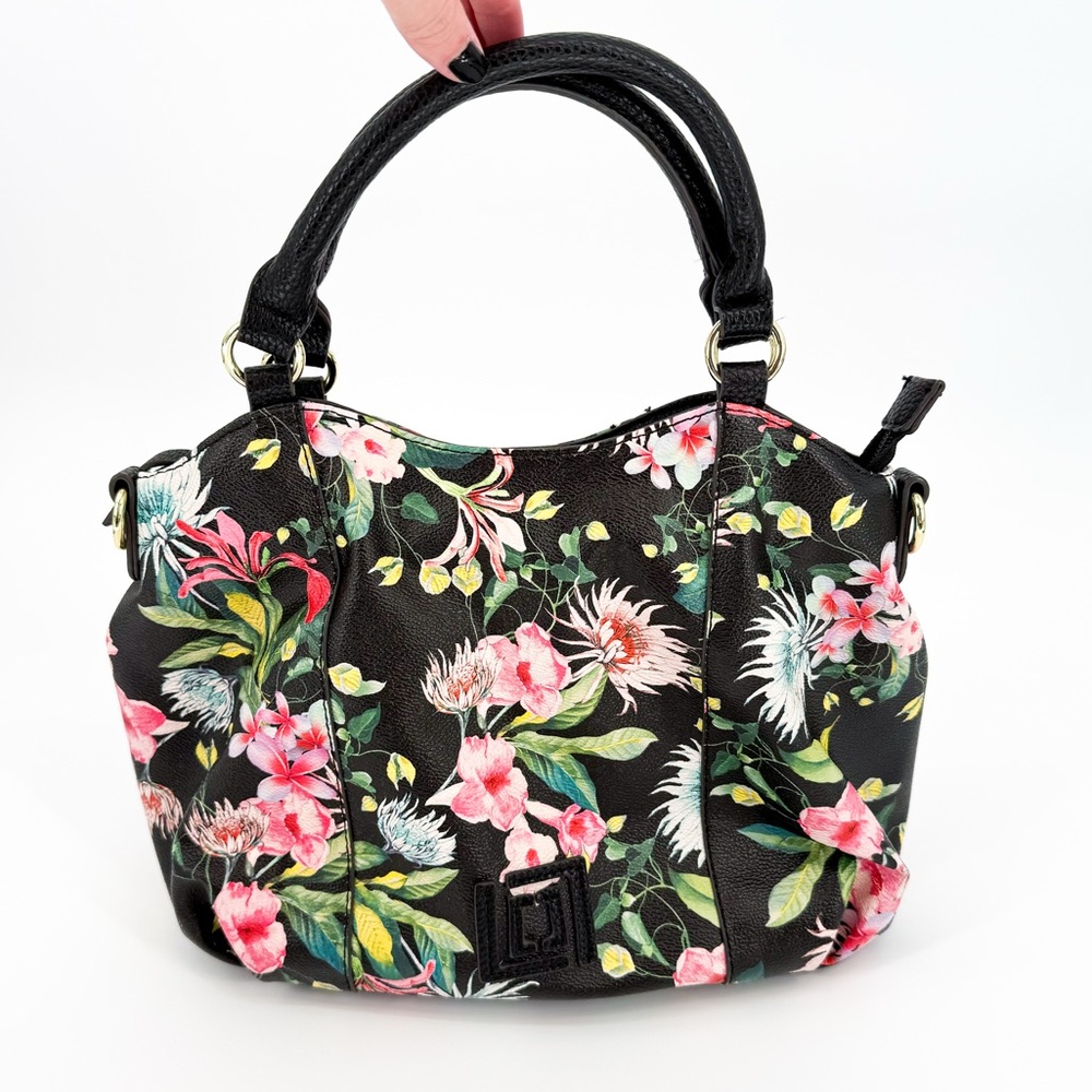 Liz Claiborne Ziggy Mini Shopper Shoulder Bag Floral Black